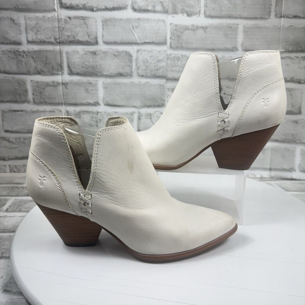 Frye Reina Cutout Ankle Booties White Leather Women's 8 Coastal Cowgirl Western